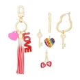 thumbnail image 1 of Steve Madden Interchangeable Charm Key Ring & Heart Hoop Earrings Sets, Gold, 1 of 2