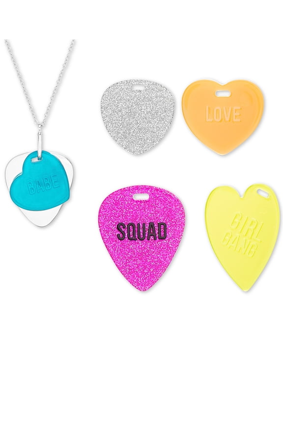 Interchangeable Heart Tag Pendant Necklace Set, 16-1/2″ + 3″ Extender, Silver, 16-1/2" + 3
