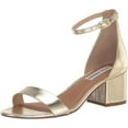 thumbnail image 1 of Steve Madden Irenee Gold Lizard Rounded Open Toe Ankle Strap Block Heel Sandals (Gold Lizard, 9), 1 of 9
