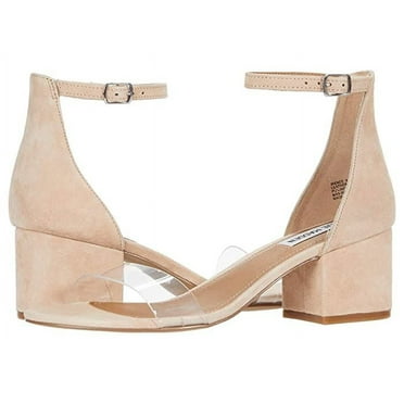 Steve Madden Irenee Round Open-Toe Ankle-Strap Casual Block Heel Sandals Clear (Clear, 6)