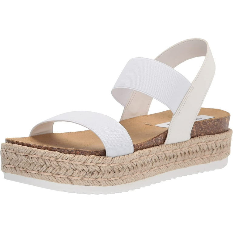 Steve Madden Jaklin Wedge Fitted Elastic Sandals White