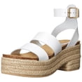 thumbnail image 1 of Steve Madden Kelton White Leather Ankle Strap Open Rounded Toe Heeled Sandals (White Leather, 6), 1 of 9
