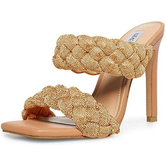 Steve Madden Kenley Bronze High Heeled Stiletto Squared Open Toe Slip-On Sandal (Bronze, 8)