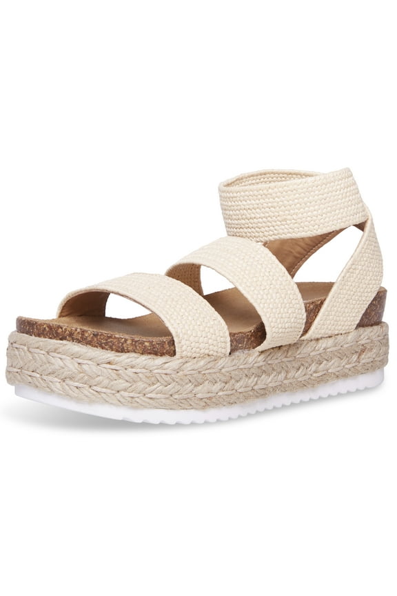 Kimmie Raffia Flatform Platform Espadrille Fitted Wedge Sandals (Raffia, 9)