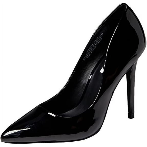 Steve Madden Klory Black Patent Stiletto Heel Pointed Toe Slip On Fashion Pumps (Black Patent, 10)