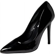 Steve Madden Klory Black Patent Stiletto Heel Pointed Toe Slip On Fashion Pumps (Black Patent, 8)