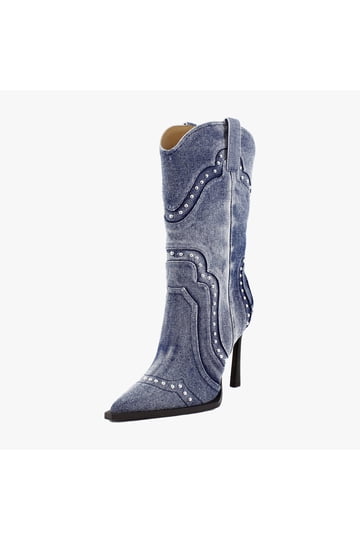 Steve Madden Kylar Women's Western Boot - Mid-Calf Pointed Toe Embroidered Pull-On Boot