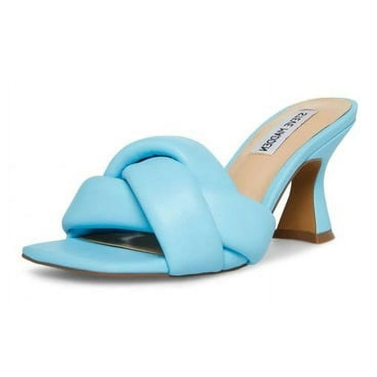 Steve Madden Latta Blue Slip On Squared Open Toe X Strap Designed