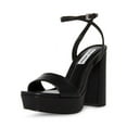 thumbnail image 1 of Steve Madden Lessa Platform Sandals Women Block Heel Ankle Strap Open Toe Pumps (Black Leather, 10), 1 of 8