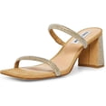 thumbnail image 1 of Steve Madden Lilah Rhinestone Double Straps Square Open Toe Block Heel Sandals, 1 of 6