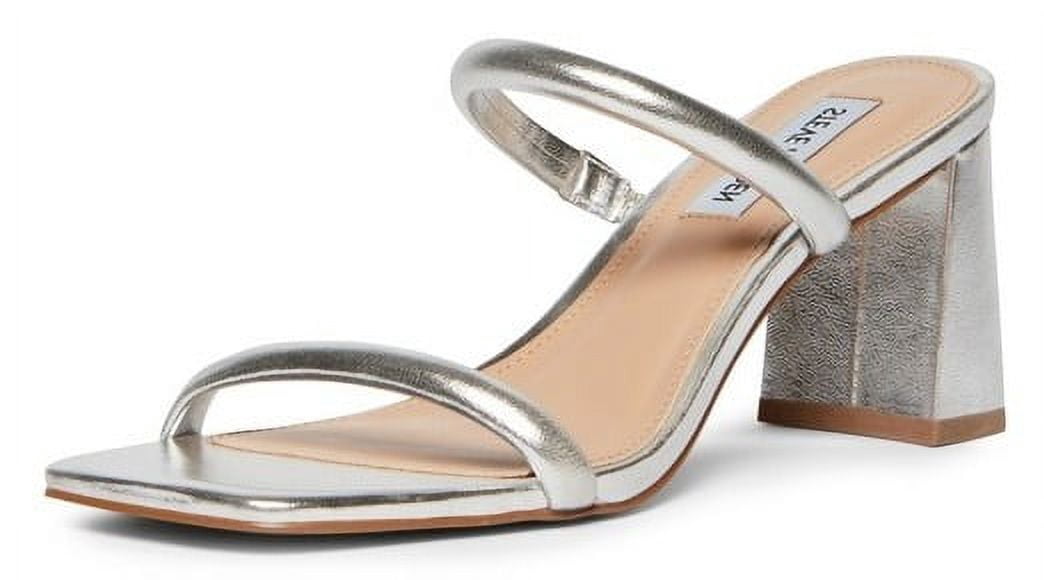 Steve Madden Lilah Silver Slip On Squared Open Toe Block  display picture 1