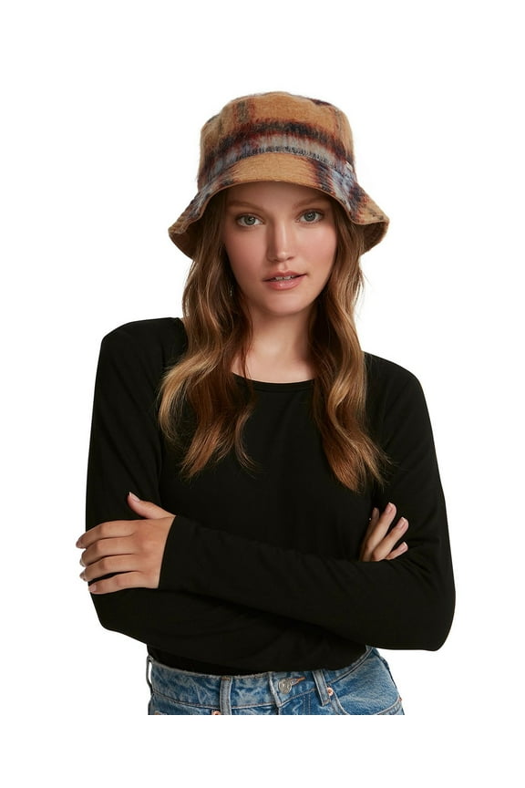 Logo Plate Brushed Bucket Hat Choose Color: OS/Brown