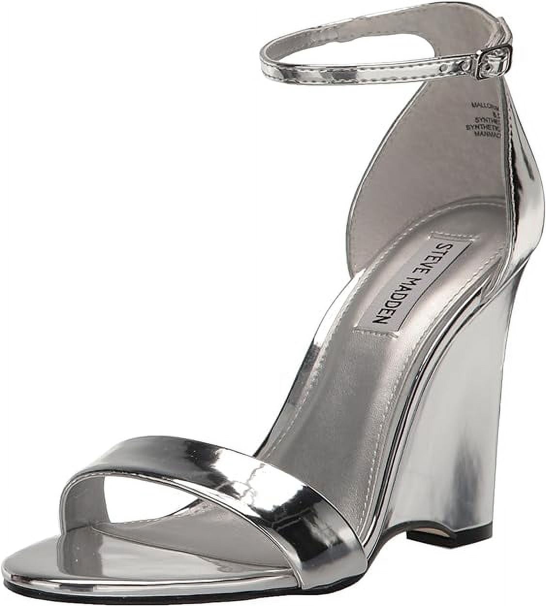 Leather mules Steve Madden Silver size 39 EU in Leather  Silver leather Steve Madden Wedges display picture 1