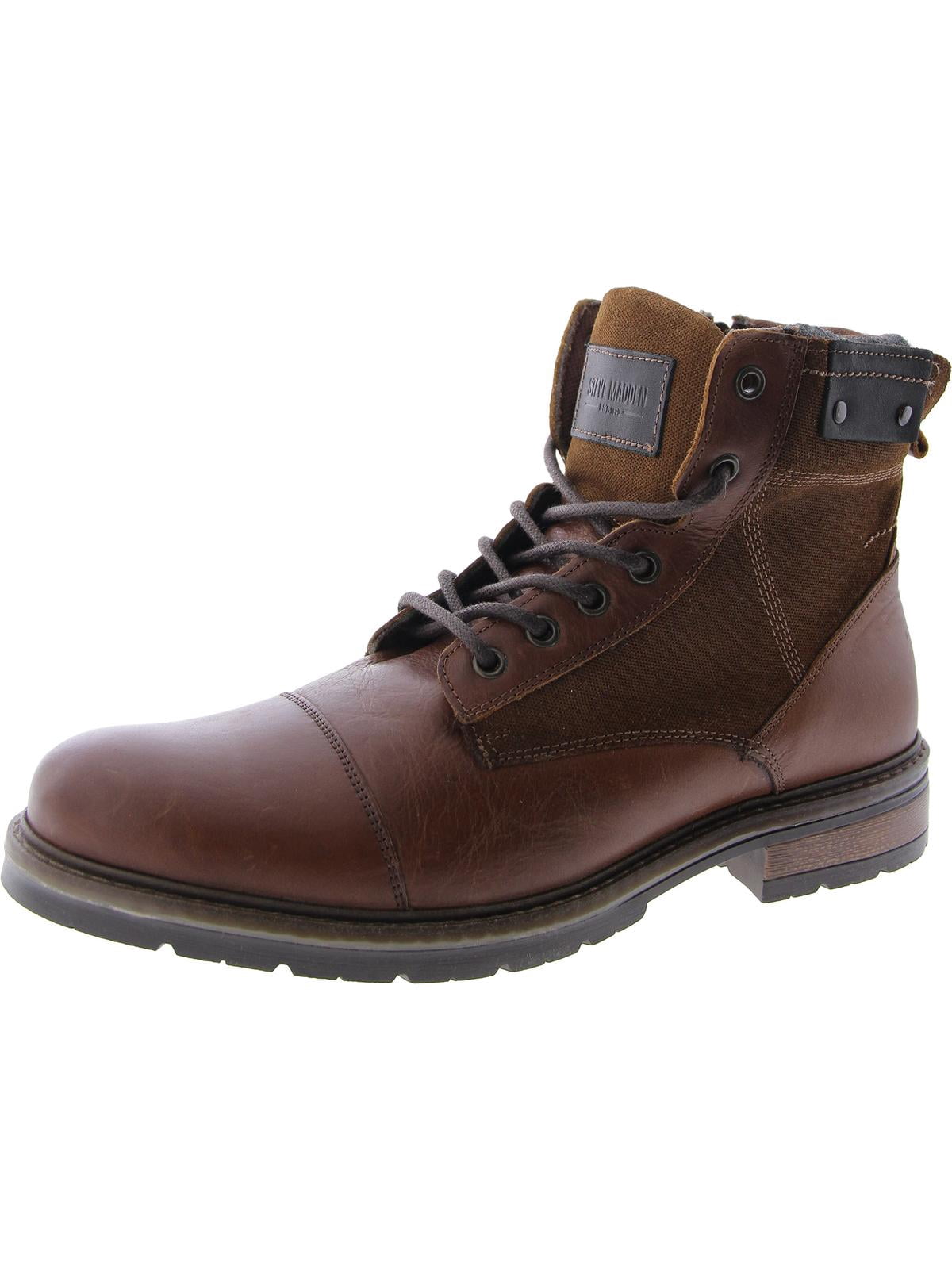 Steve Madden Mens Beltre Leather Suede Trim Combat & Lace-Up Boots ...