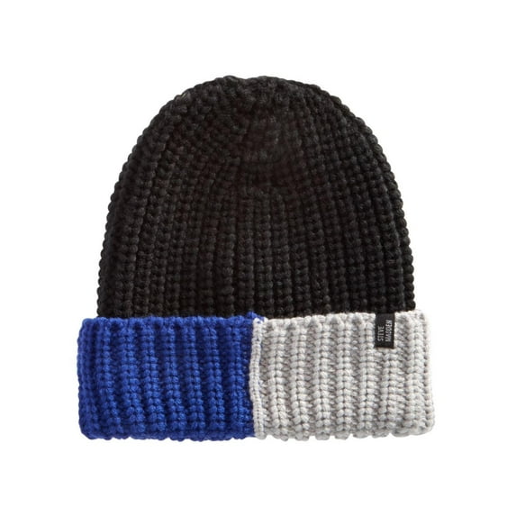 Steve Madden Mens Colorblocked Beanie Hat, Black, One Size