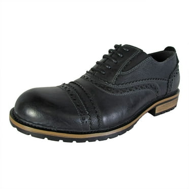 Steve Madden Mens Spanner Lace Up Brogue Derby Shoes, Black Leather, US 7