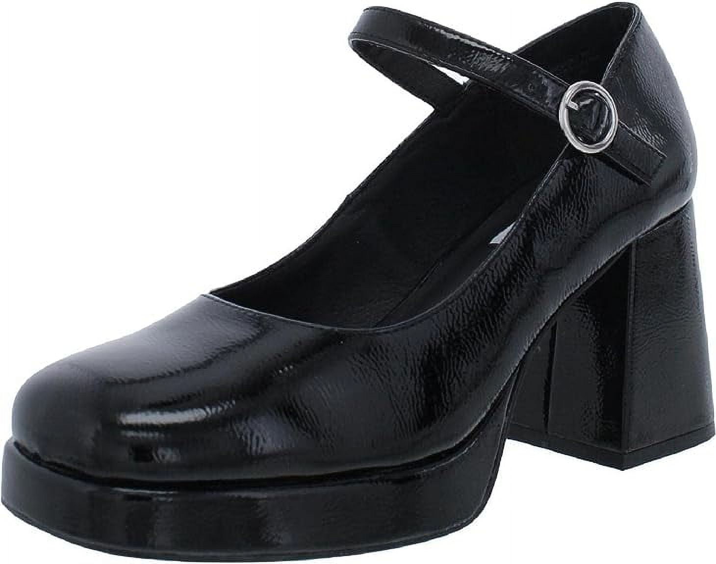 Steve Madden Mingle Black Patent Block Heel Mary Jane Strap