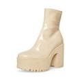 thumbnail image 1 of Steve Madden Outlast Bone Patent Zipper Closure Sleek Rounded Toe Ankle Boots (Bone Patent, 6.5), 1 of 6