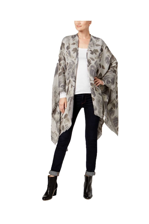 Reversible Blushed Roses Cape Scarf (White)