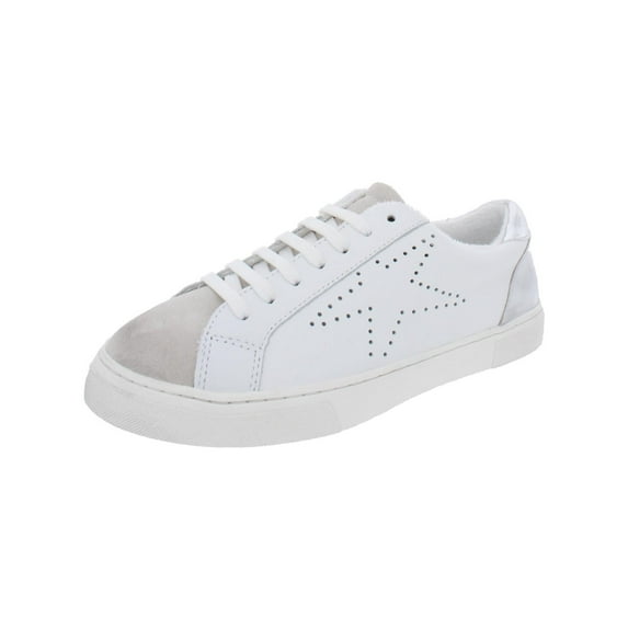 Steve Madden Rezume White Rounded Toe Fashion Lace up Leather & Suede Sneakers (White, 9)