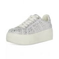 thumbnail image 1 of Steve Madden Rockaway-R White Lace Up Rounded Toe Low Top Fashion Sneakers (White Rhinestone, 10), 1 of 9