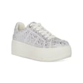 thumbnail image 1 of STEVE MADDEN Womens White Mixed Media 1-1/2" Platform Rhinestone Padded Rockaway Round Toe Platform Lace-Up Sneakers Shoes 9 M, 1 of 9