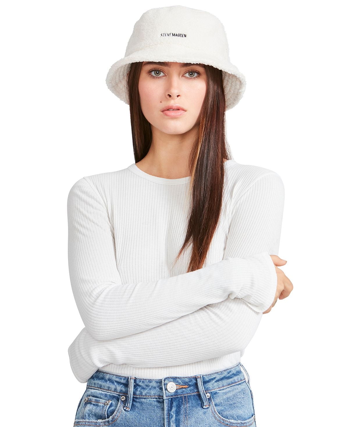 Steve Madden Sherpa Bucket Hat with Satin Lining and  display picture 2