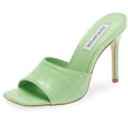 thumbnail image 1 of Steve Madden Signal Green Croco Square Open Toe Mule High Stiletto Heeled Sandal (Green Croco, 7), 1 of 5