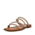 thumbnail image 1 of Steve Madden Skyler Tan Leather Embellished Strappy Slip On Squared Toe Sandals (TAN-P, 8.5), 1 of 8