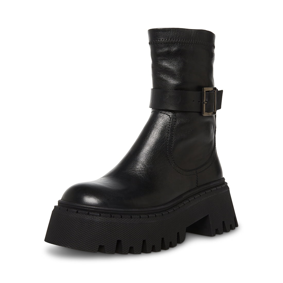 steve madden black leather ankle boots