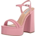 thumbnail image 1 of Steve Madden Tille Pink Ankle Strap Round Open Toe Retro Chunky Platform Sandals (Pink, 9), 1 of 6