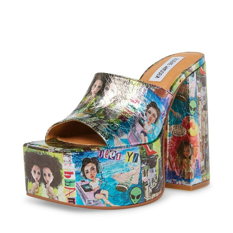 Steve Madden Trixie Multi Leather Block Leather Squared Open