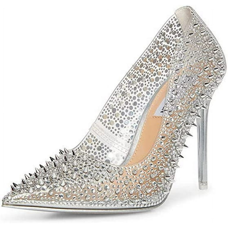 Steve Madden VARIOUS Clear Sexy Stiletto Rhinestone Embellished