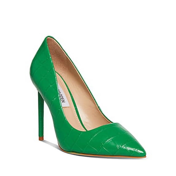 Steve Madden Vala Green Croco Fashion Magazine Pointed Toe Stiletto Dress Pumps (6, Green Croco)
