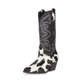 thumbnail image 1 of Steve Madden West Black/White Pull On Pointed Toe Block Heel Western Boots (34, 6), 1 of 9