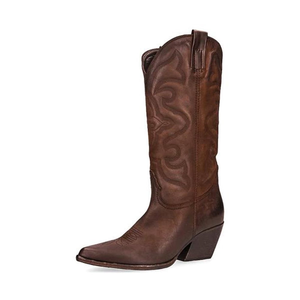 Bottes Steve Madden Mi-mollet à Talons Hauts – Marron/gris, Taille US 9.5 M, Cuir, Occasion