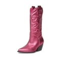thumbnail image 1 of Steve Madden West Pink Metallic Pull On Pointed Toe Block Heel Western Boots (Pink Metallic, 8), 1 of 9