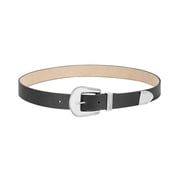 Steve Madden Western-Buckle Belt, Black/Silver, Small
