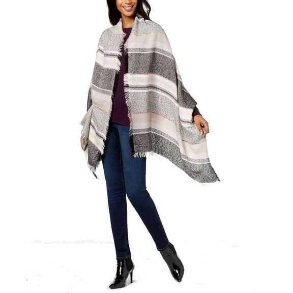 Steve Madden Women’s Sparkle Striped Travel Wrap & Scarves, Black