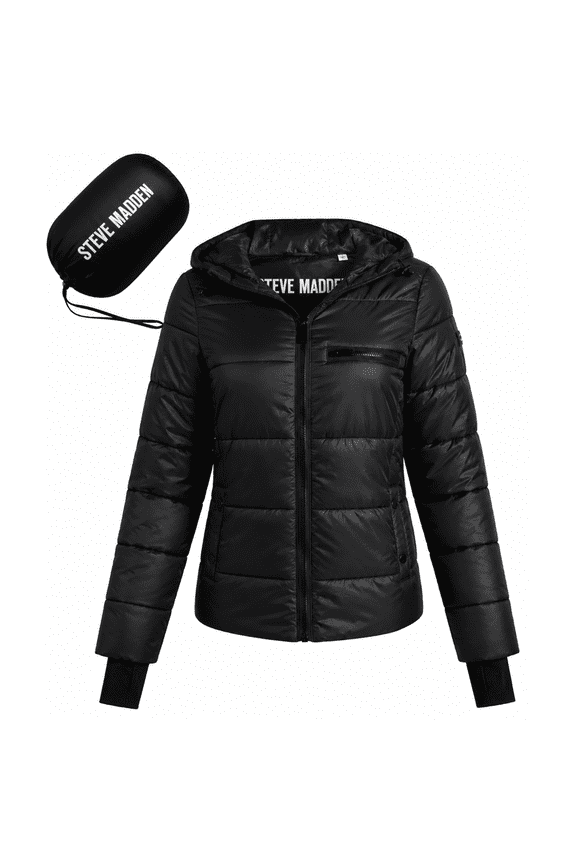 Womens Packable Quilted Winter Puffer Jacket with Hood