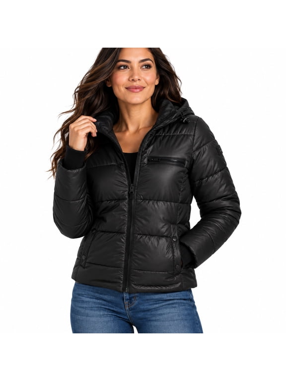 Womens Packable Quilted Winter Puffer Jacket with Hood