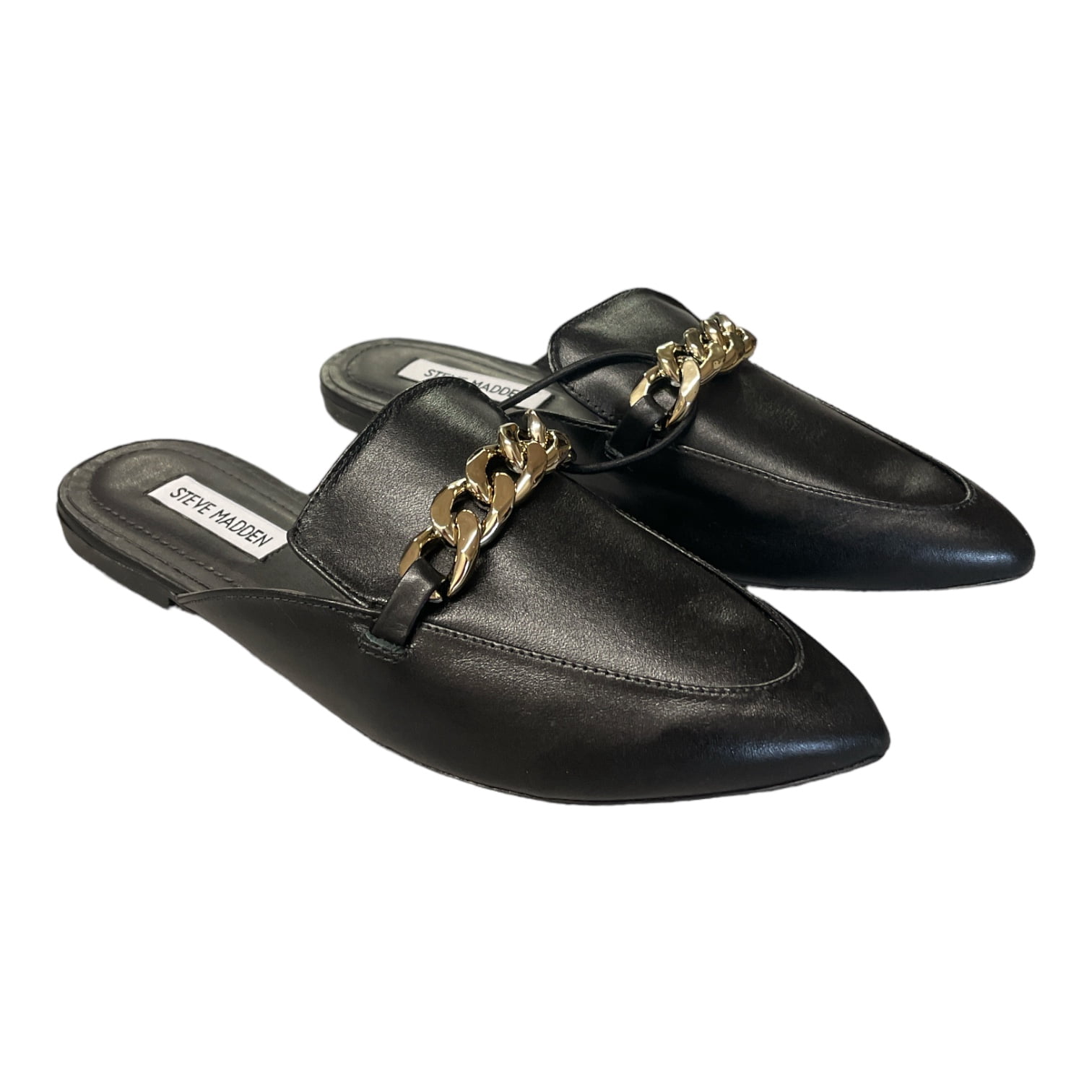 NWOT Steve Madden Slip-On Mules BLOSS Black Leather Peep-Toe Mule Slip-On Women main image 3