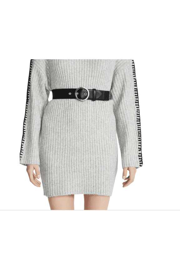 Women's Circle-Buckle Faux-Leather Belt - Black