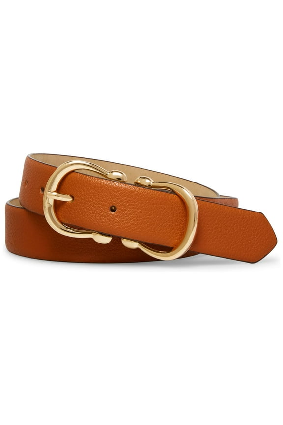 Womens Double Buckle Belt, Brown,Medium
