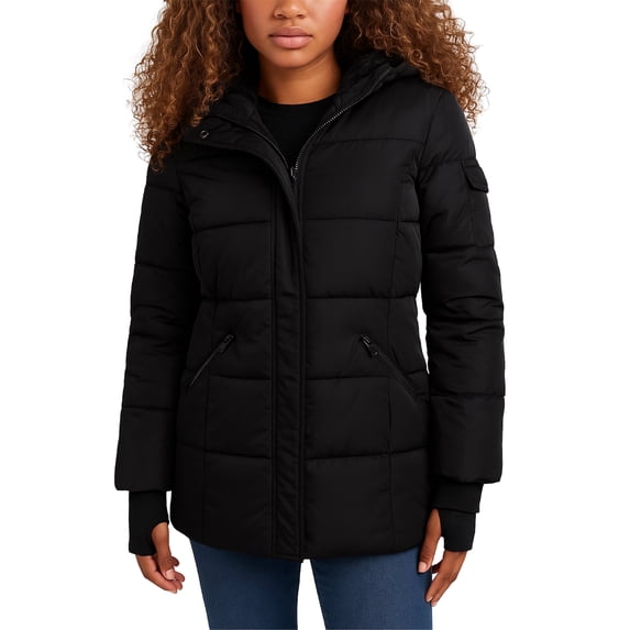 Steve Madden Women's Faux Fur Lining Winter Coat - Long Length Quilted Parka Jacket for Women (S-3X)