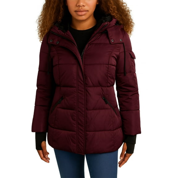 Steve Madden Women's Faux Fur Lining Winter Coat - Long Length Quilted Parka Jacket for Women (S-3X)