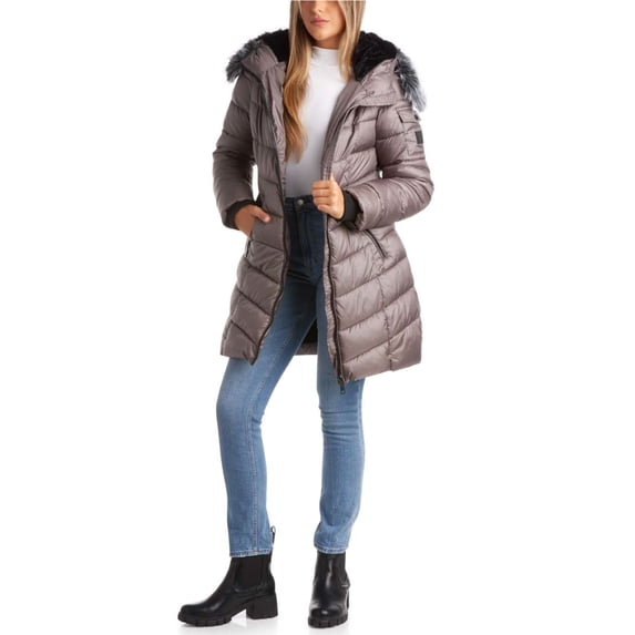 Steve Madden Women's Faux Fur Lining Winter Coat - Long Length Quilted Parka Jacket for Women (S-3X)