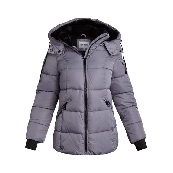 Steve Madden Womens Puffer Jacket Quilted Parka Jacket Long Winter Coats with Faux Fur Lining