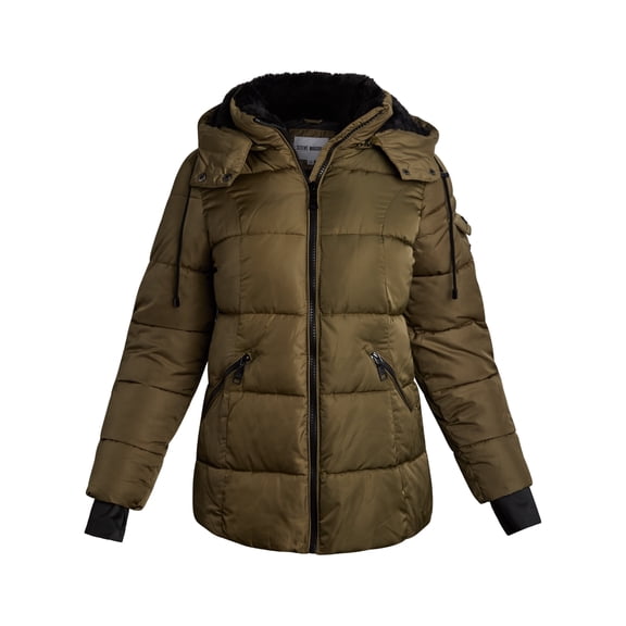 Steve Madden Women's Faux Fur Lining Winter Coat - Long Length Quilted Parka Jacket for Women (S-3X)