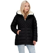 Steve Madden Women's Glacier Shield Winter Puffer Coat with Faux Fur Lining